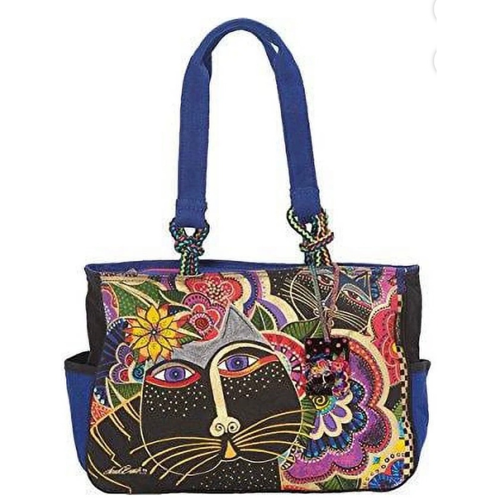 NEW Laurel Burch Carlotta's Cats Canvas Tote Shoulder Bag LB5493 Artsy Whimsy